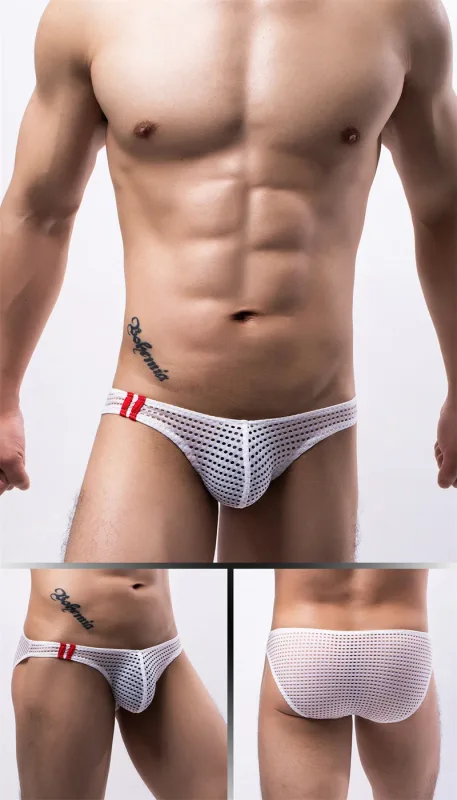 Cuecas masculinas verão respirável buracos roupa interior u convexo fino cintura baixa cuecas masculinas deslizamento calzoncillos — image 7