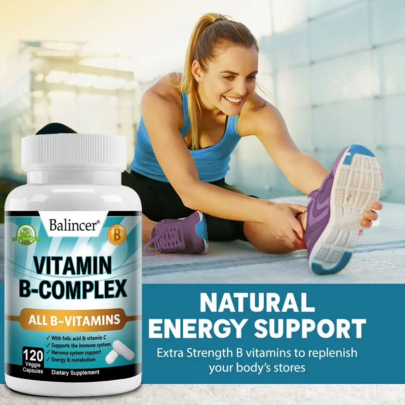 Vitamin B Complex Supplement Containing Folic Acid and Vitamin C Supports Energy Immune Health Antioxidant Supplement