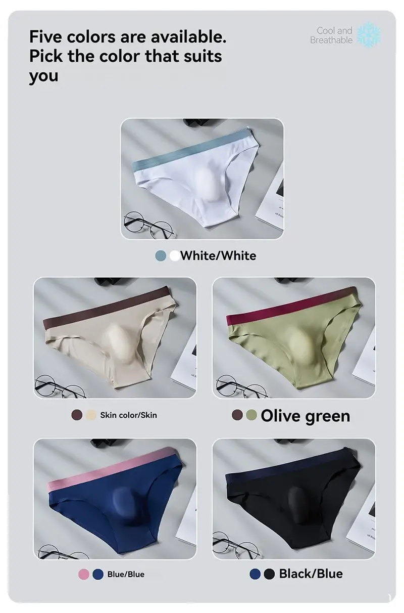 Sexy Men's Panties Seamless Ice Silk Ultra-thin Briefs Quick Drying Breathable Underpants 3D Bulge Pouch Underwear Cueca Homme — image 9