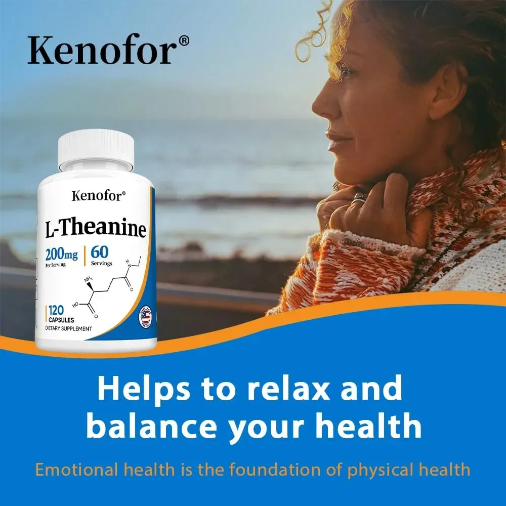 L-Theanine 200 Mg Extra Erős Theanine Kiegészítő – Fókusz- és relaxációs támogatás, jobb alvás, GMO-mentes és gluténmentes — image 4