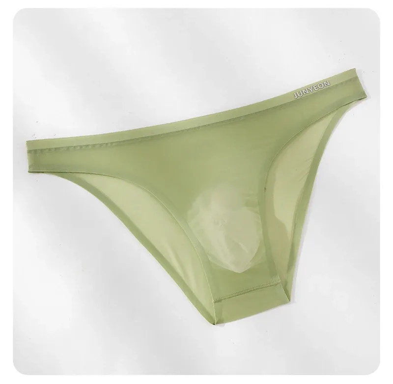 Sem costura de secagem rápida cuecas masculinas cor sólida seda gelo ultra-fino cuecas sexy respirável 3d bolsa calcinha — image 16