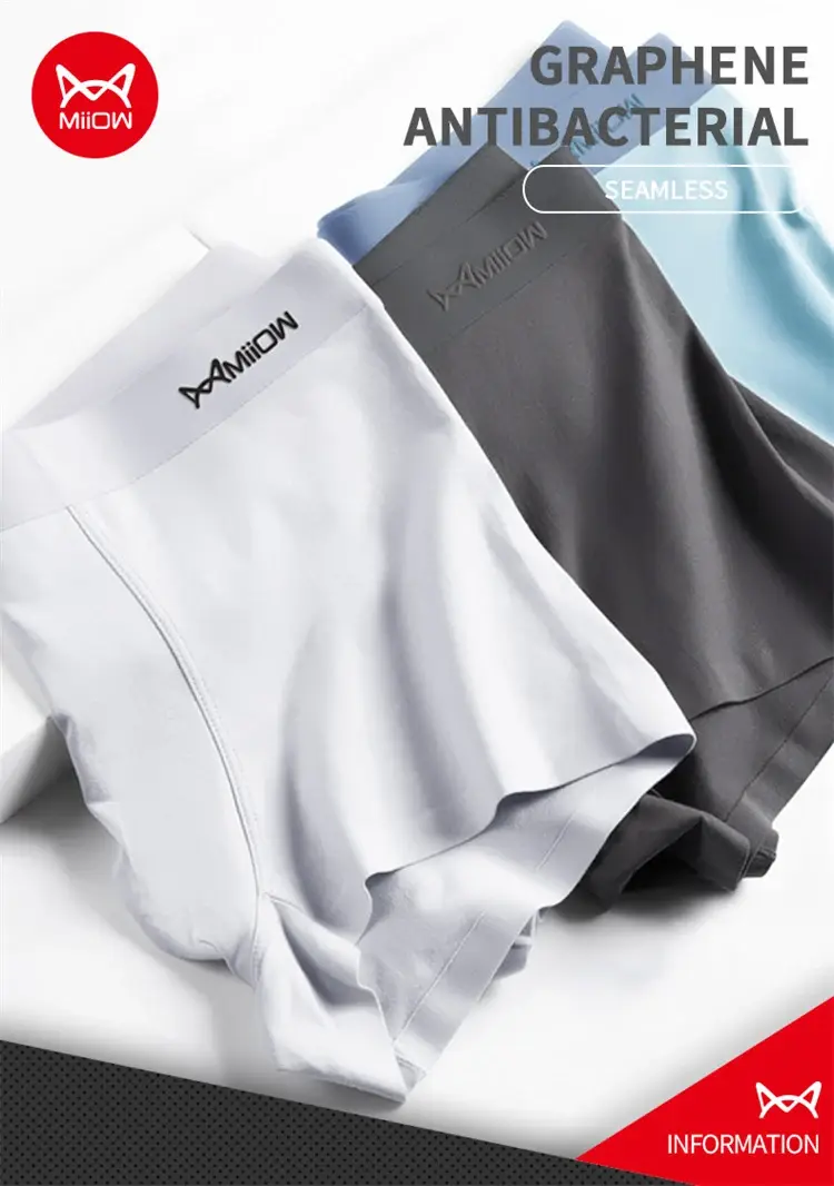 MiiOW 4Pcs Cotton Men's Panties Set Breathable Mesh Mens Underpants Graphene Antibacterial Underwear for Men Boxer Briefs L-5XL — image 1