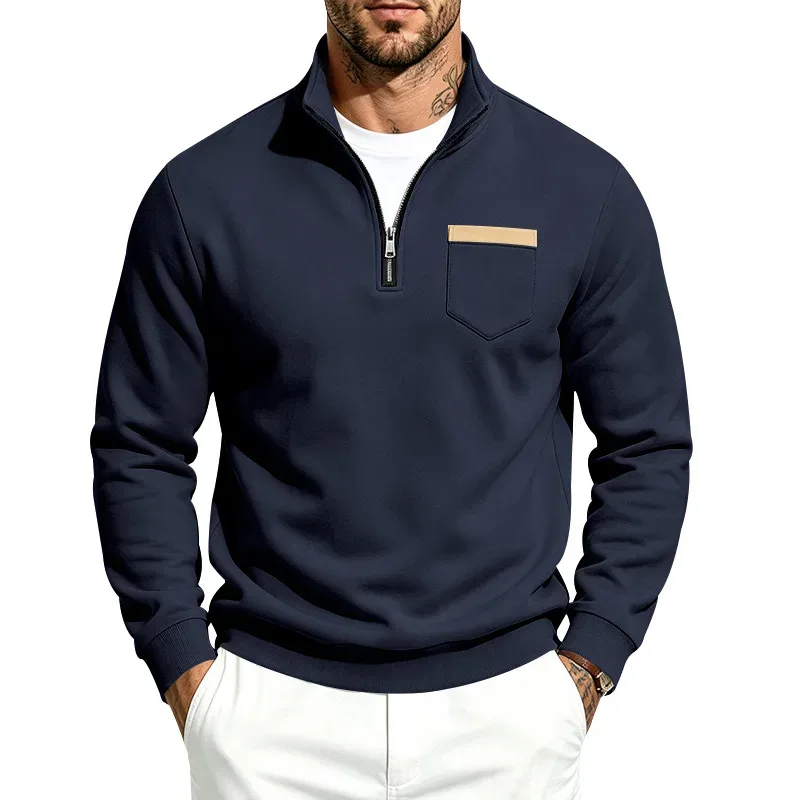 Homens 2026 outono inverno item quente velo forrado gola solta vintage moletom casual commuter moda masculina outerwear diário — image 9