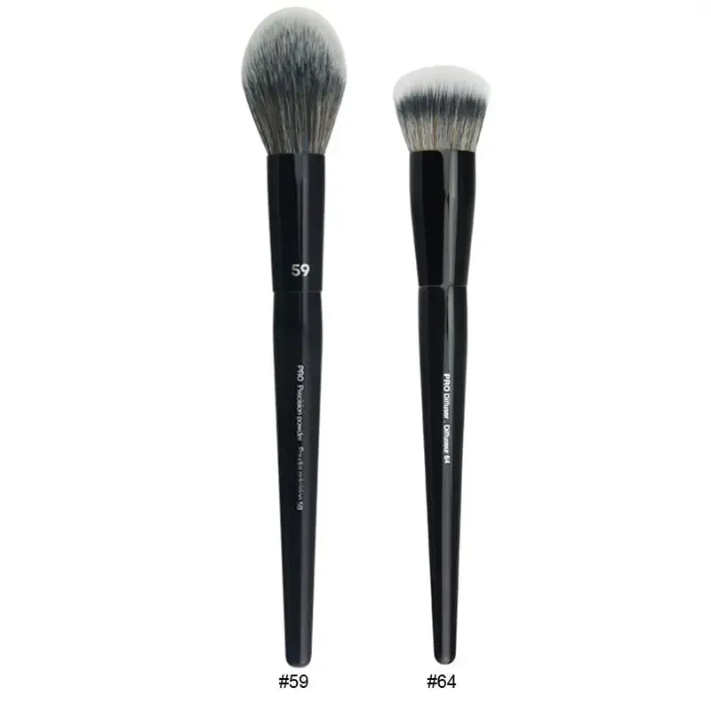 2 pièces/ensemble pinceaux de maquillage noirs Pro poudre de cheveux synthétiques ombre à paupières tache point culminant fond de teint aérographe diffuseur pinceau de maquillage — image 14