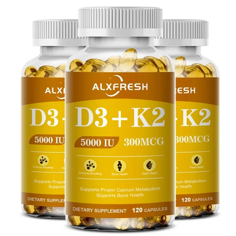 Κάψουλες βιταμινών D3K2 5000 IU 300 mcg για απορρόφηση ασβεστίου Οστά Δόντια Ανοσοποιητικό και υγεία της καρδιάς Μη ΓΤΟ — image 8