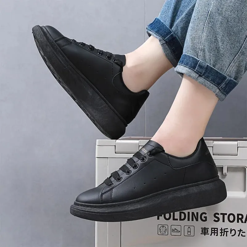 Fehér vulkanizált tornacipők Férfi Lapos Kényelmes Cipők Fűzős Zapatillas Hombre Női Alkalmi tornacipők Nagy 35-45 — image 5