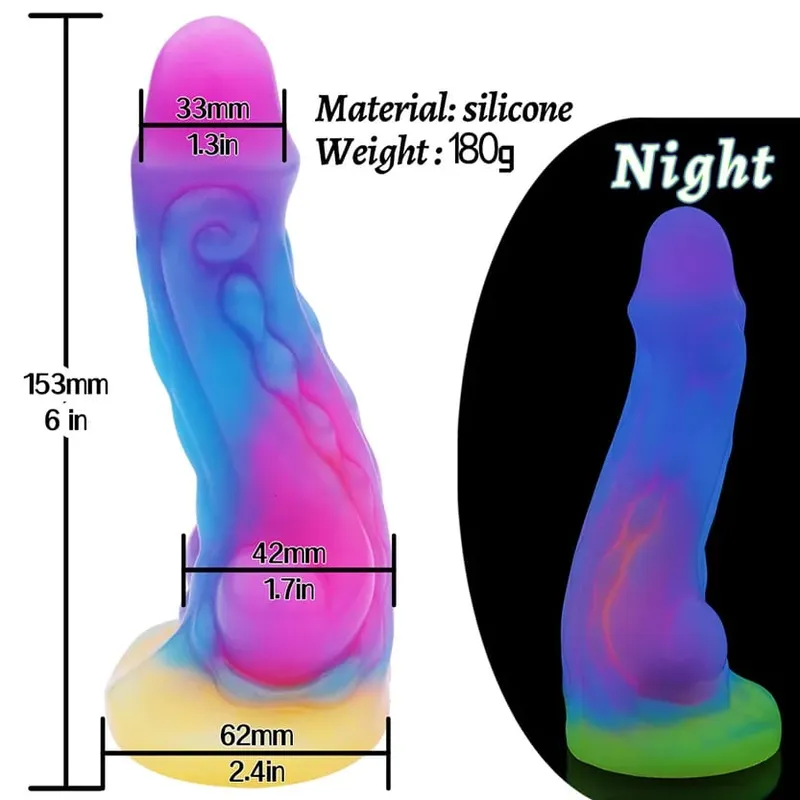 Realistic Night Glowing Anal Plug Luminous Monster Dragon Dildo for Women Men Butt Plug Sexy Dog Shape Sex Toy for Couples