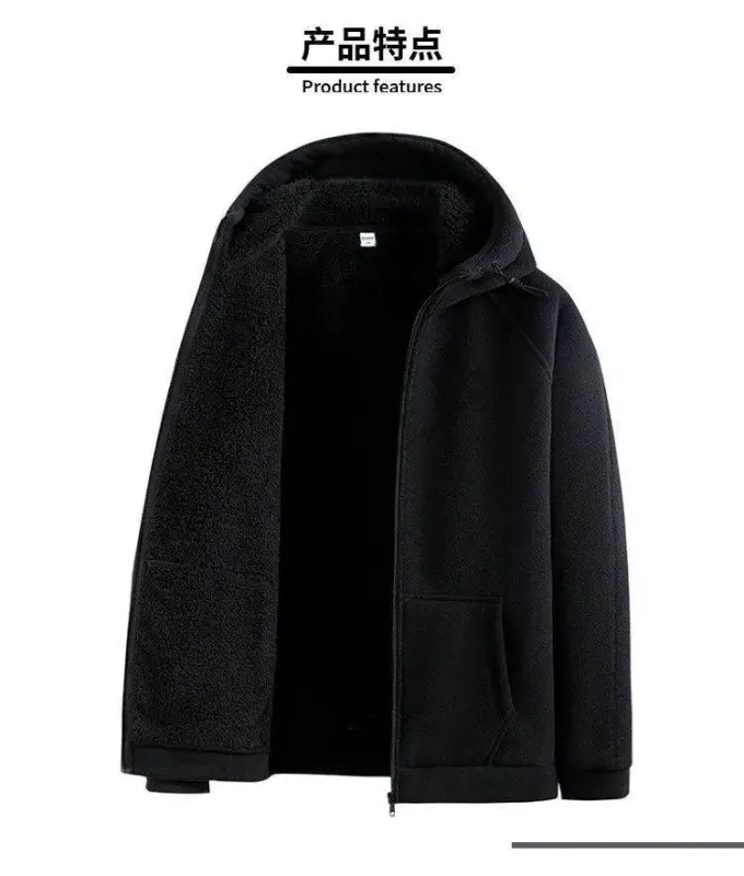 Men Polar Fleece Hooded Jacket 2025 Autumn Winter Men Thicken Warm Parkas Coats Men Soild Color Jackets Male Hoodies Sweatshirt