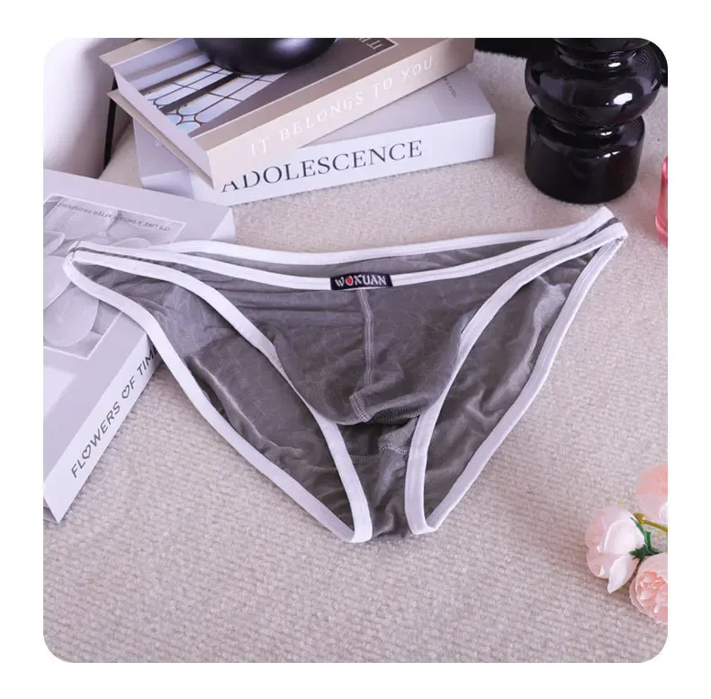 3PCS Lace Convex Briefs Men's Briefs Transparent Sexy Low Waist Mesh Quick-drying Solid Color Breathable Men Underwear — image 22