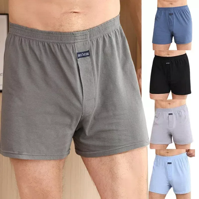 Boxer masculino pantie lote underpant solto grande curto algodão plus size roupa interior para homem boxer briefs sólido médio masculino boxer — image 9