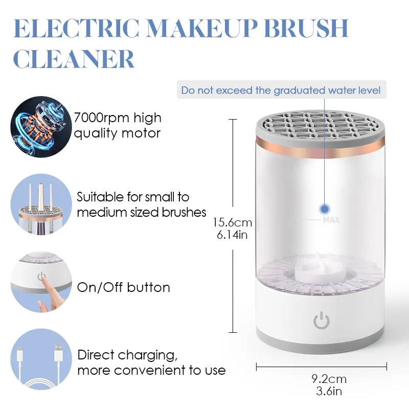 Nettoyeur de pinceaux de maquillage Portable USB 3 en 1, brosses cosmétiques électriques, outil de séchage, lavage automatique, nettoyeur de maquillage pour femmes — image 2