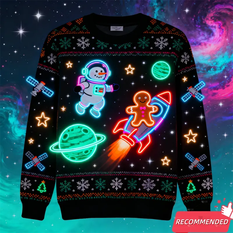 Falso luz de néon 3d impresso feio camisola de natal para mulheres roupas masculinas feliz natal boneco de neve engraçado santa jesus pullovers agasalho — image 2