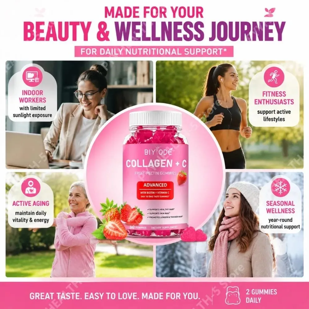 Collagen + C Fruit-Pectin Gummies with Vitamin C Natural Antioxidant Supports Healthy Hair and Skin & Nails 60 Gummies — image 3