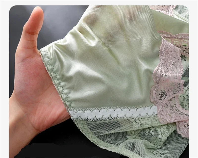 adults 18 plus size men's underwear Ice silk cuecas masculino 3D convex bag cueca color blocked lace mesh calzoncillos hombre — image 15