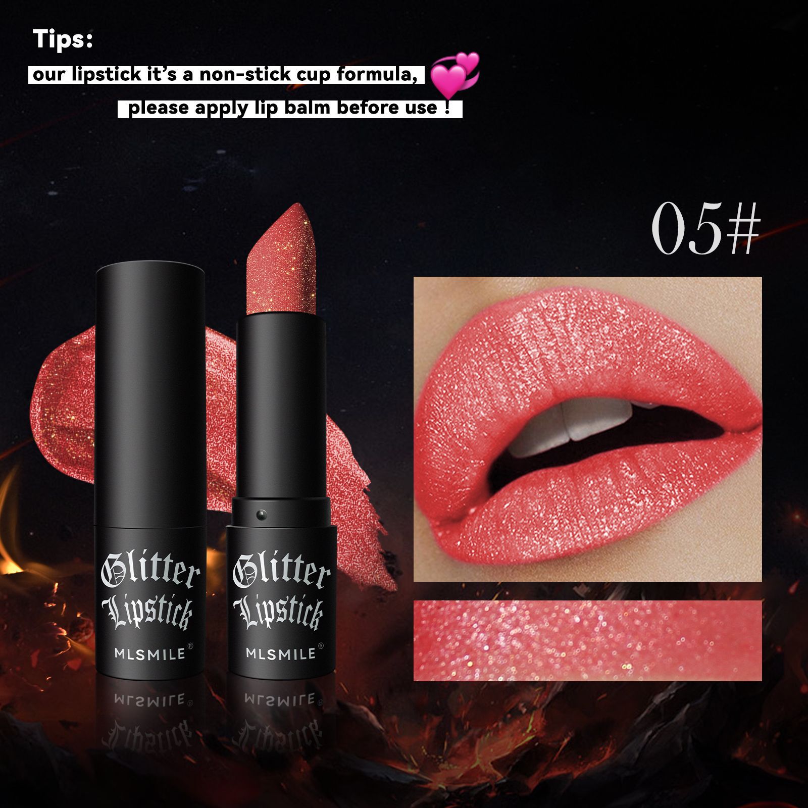 7Colors Glitter Lipstick Waterproof Long Lasting Diamond Pearlescent Metallic Lipstick Black Lipgloss Women Lips Makeup Cosmetic — image 9
