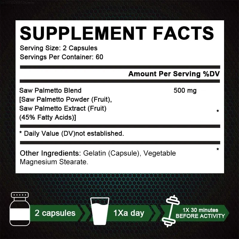 Alxfresh Prostate Health Supplement Natural Saw Palmetto Extract που υποστηρίζει κάψουλες για την ανάπτυξη του προστάτη και της τρίχας για άνδρες και γυναίκες — image 6