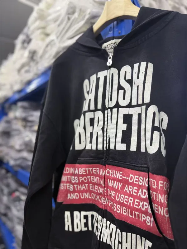 Street Brand 26SS“Cybernetics" Distressed Washed Old Zipper Cotton Winter High-Street Hoodies Sweater For Men — image 13