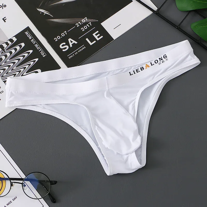 Panlalaking Briefs Bikini Sexy Underwear Men Ice Silk Penis Pouch Briefs Cuecas Calzoncillos Hombre Slip Gay Solid Lingerie ng Lalaki — image 16
