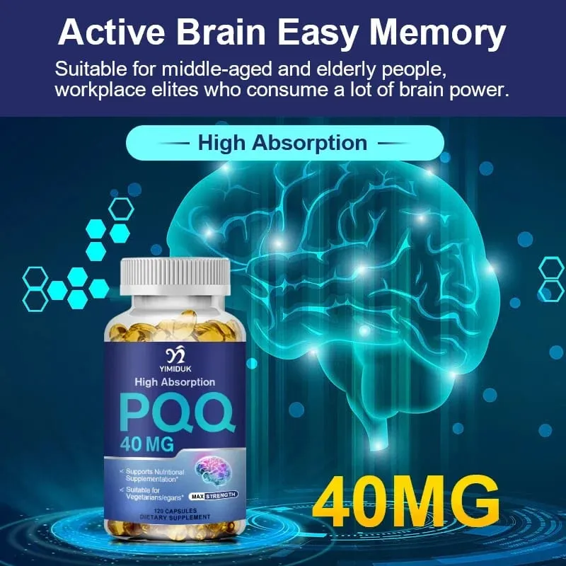 Buy 1 Get 1 Free! PQQ 40mg Supplement for Cognitive Function Booster Enhances Brain Energy Heart Brain & Anti-Aging Vegan
