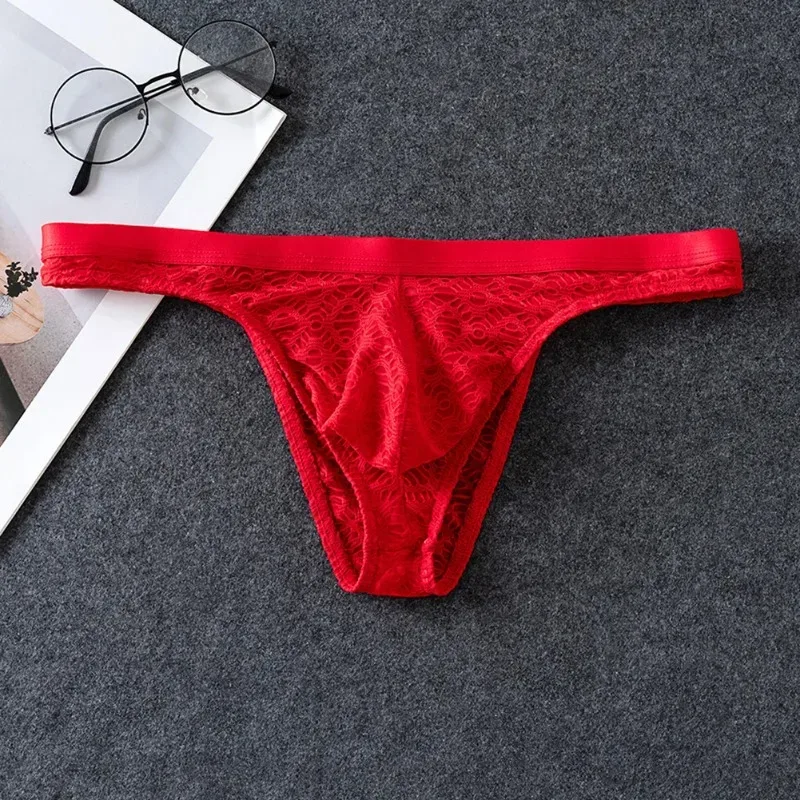 Men Thongs Briefs Jacquard Sheer Men's Underwear Sexy Accessories Hot Low Rise Pouch Very Hot Lingerie Breathable Underpants