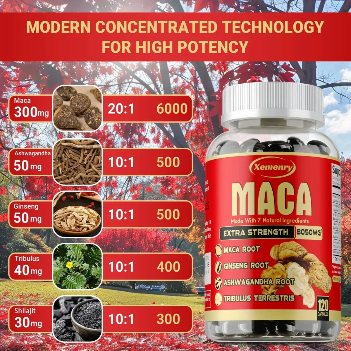 Maca Root Capsules - with Ginseng & Ashwagandha to Support Energy Endurance and Performance Muscle Mass Improve — image 4