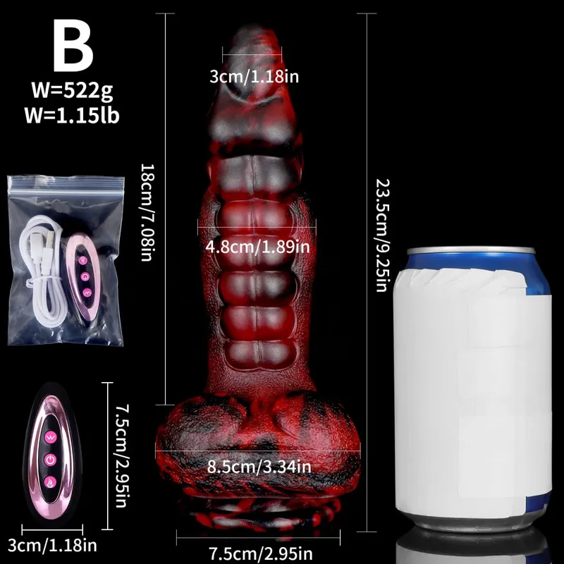 Big Telescopic Dildo Sex Toy Vibrator Dildo Τηλεχειριστήριο ώθησης δόνησης πέους Monster Dildos Vagina Anal G Spot Massager