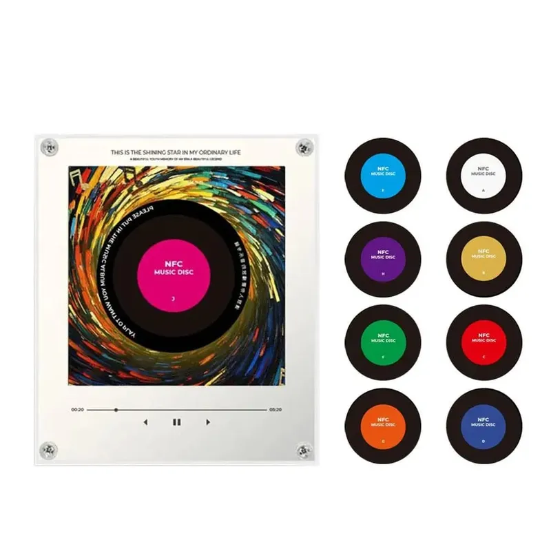NFC Music Player Refrigerator Magnetic Sticker Acrylic Rotary Disc Machine Automatic Singing Song Players for Fridge Night Light