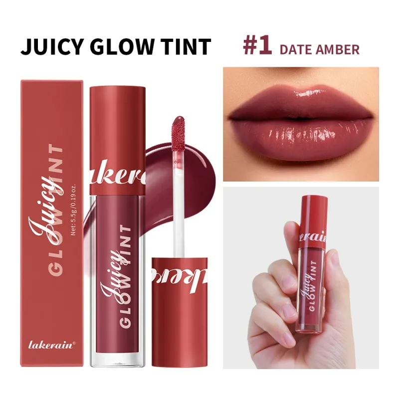 Juicy Glow Lip Tint Mirror Shine Lip Gloss Deep Hydrating Long-Lasting Dewy Moisturizing Non-Sticky High Shine Tinted Lip Makeup — image 8