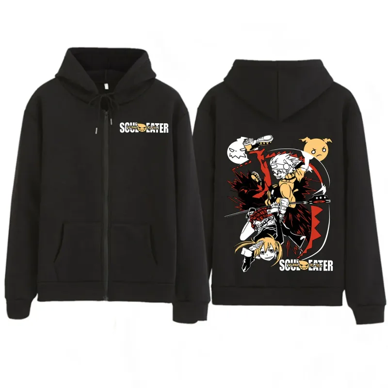 Anime soul eater maka albarn zíper hoodies engraçado roupas femininas masculinas moda roupas de grandes dimensões casuais manga longa streetwears — image 1