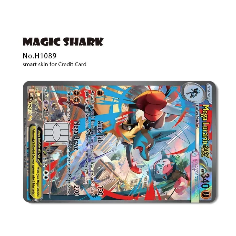 Magic Shark Mew Charizard EX Eevee Gengar Pikachu TCG כרטיס הולוגרפי לייזר מדבקה לסרטי עור לכרטיס אשראי בנקאי — image 27