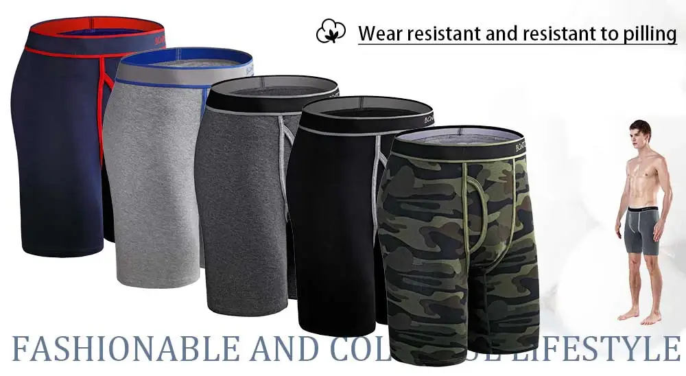 Moda longa dos homens boxers roupa interior de poliéster para homem cuecas sexy calcinha masculina confortável estiramento boxer shorts