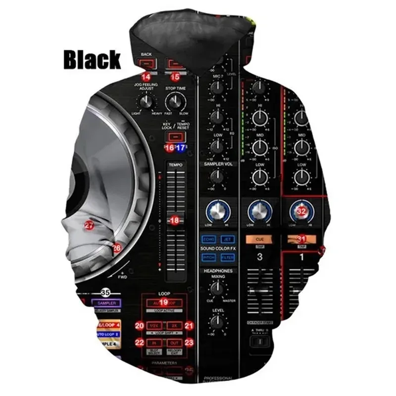 Nova moda 3d impressão dj padrão hoodies para homens casual pulôver sweatshirts topos masculino streetwear oversized hoodies ropa hombre — image 1