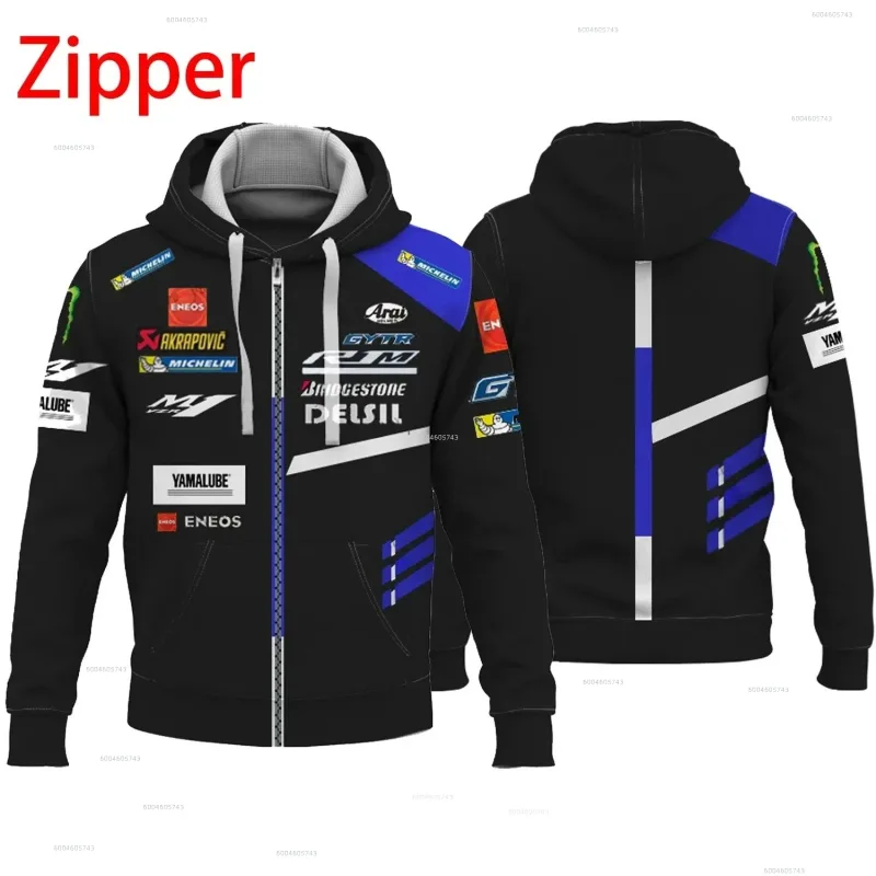 M1 Yamaha men's new fashionable printed riding jacket motorcycle hooded shirt Yamaha racing suit hooded zipper fashion top