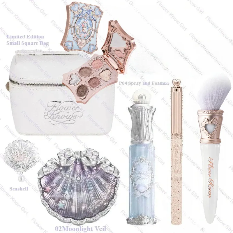 Makeup Flower Knows Shell's Jewel Mermaid Glow Set Eyeshadow Palette Blush Lip Gloss Τσάντα μακιγιάζ Matte Glow Shimmer Primer Kit — image 13