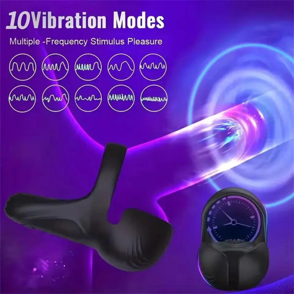 Penis Cock Ring Vibrátor férfiaknak Vezeték nélküli herestimulátor Férfi Távirányító Glans Masszírozó Maszturbátor Szexjáték Férfiak 18+ — image 2