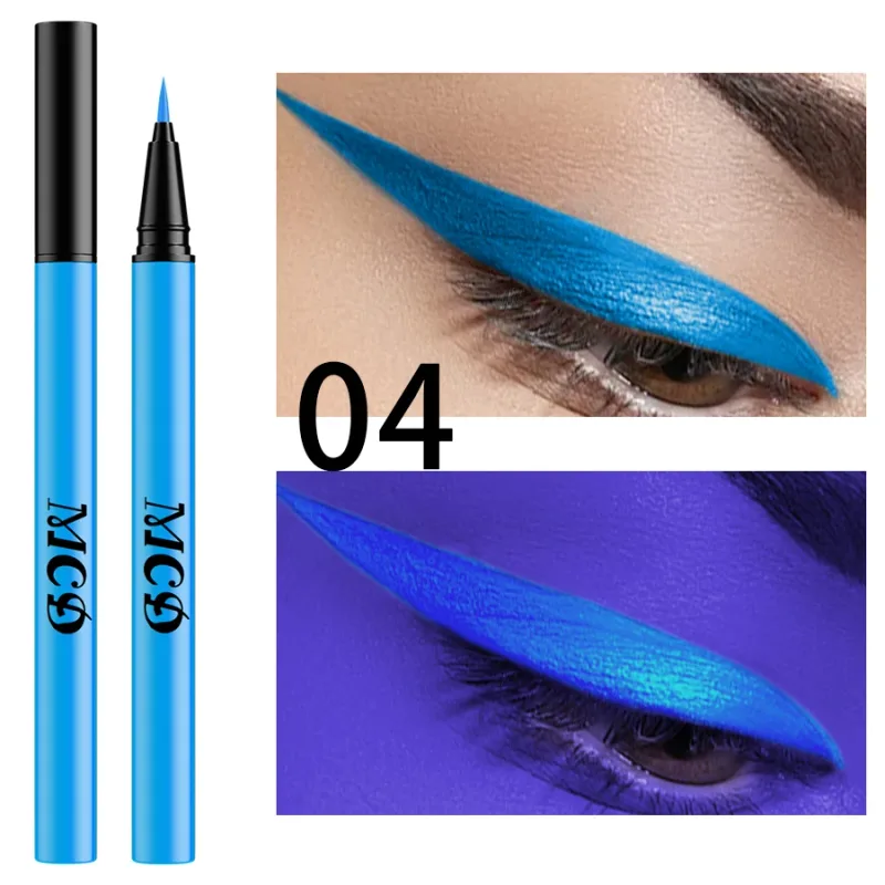 1 PC אור UV ניאון אייליינר עט איפור עיניים כחול ירוק עמיד למים צבע נוזלי עיפרון עיפרון איפור קוסמטיקה צהוב סגול — image 9