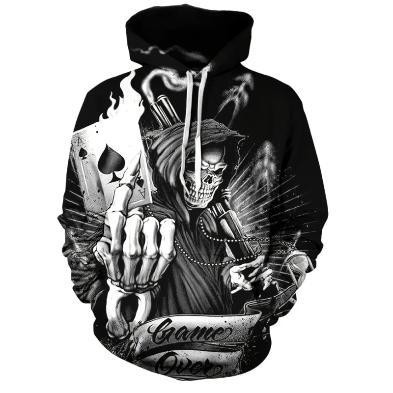 3D-tryckta Skull and Rose sweatshirts Dragsko Sportkläder Långärmade toppar Huvtröjor herr Street Graphic herrkläder — image 6