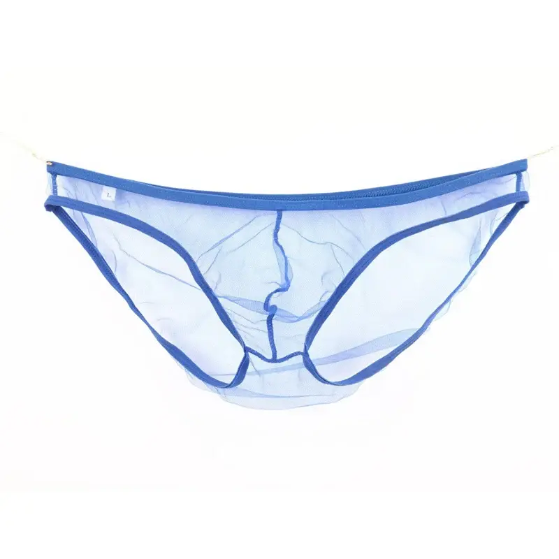 Men's Large Size Low Waist Mesh Briefs, Ultrathin Transparent Underwear, with U Convex Bag, Various Colors Available — image 12