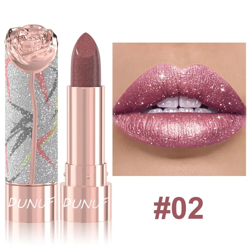 7 Kulay Gold Sparkle Metallic Lipstick Pearl Shimmer Glitter Lip Makeup High Pigment Velvet Matte Long Lasting Lipstick