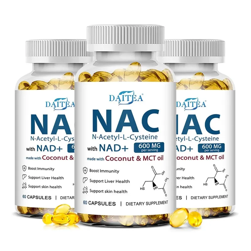 Συμπλήρωμα N-ακετυλοκυστεΐνης NAC με NAD+ Αντιοξειδωτική Υποστήριξη Υποστήριξη Υγεία Ήπατος Υγεία Δέρματος 120 Κάψουλες Χωρίς γλουτένη