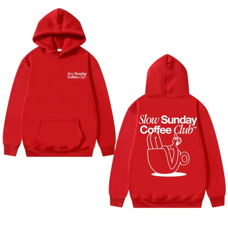 Unisex Slow Sunday Coffee Club Hoodie Pullover Funny Meme Vintage Casual Streetwear tröja, flera färger tillgängliga — image 6