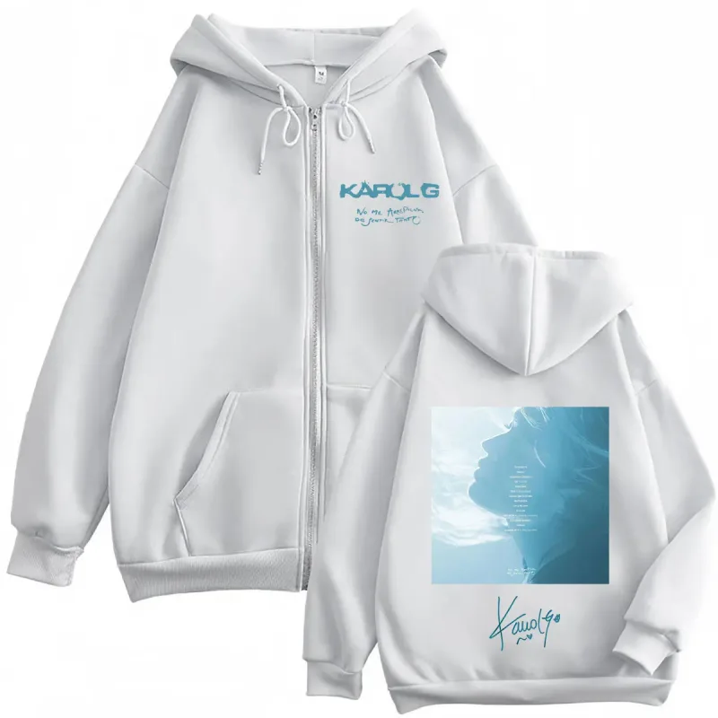 Karol G Album No Me Arrepiento De Sentir Tanto 2026 Zipper Hoodie Men Women Vintage Fashion Sweatshirts Casual Zip Up Jacket — image 6