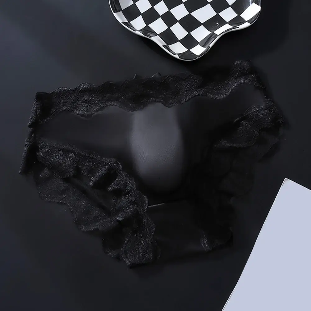 男士性感超火內衣蕾絲冰絲內褲性感配件熱內衣娘娘腔 3D 凸袋比基尼高彈內褲 — image 6