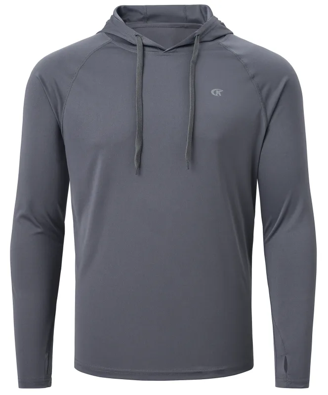 Camiseta masculina de verão com manga comprida UPF 50+ com capuz Rash Guard Camiseta de secagem rápida para esportes ao ar livre pulôver de corrida — image 10