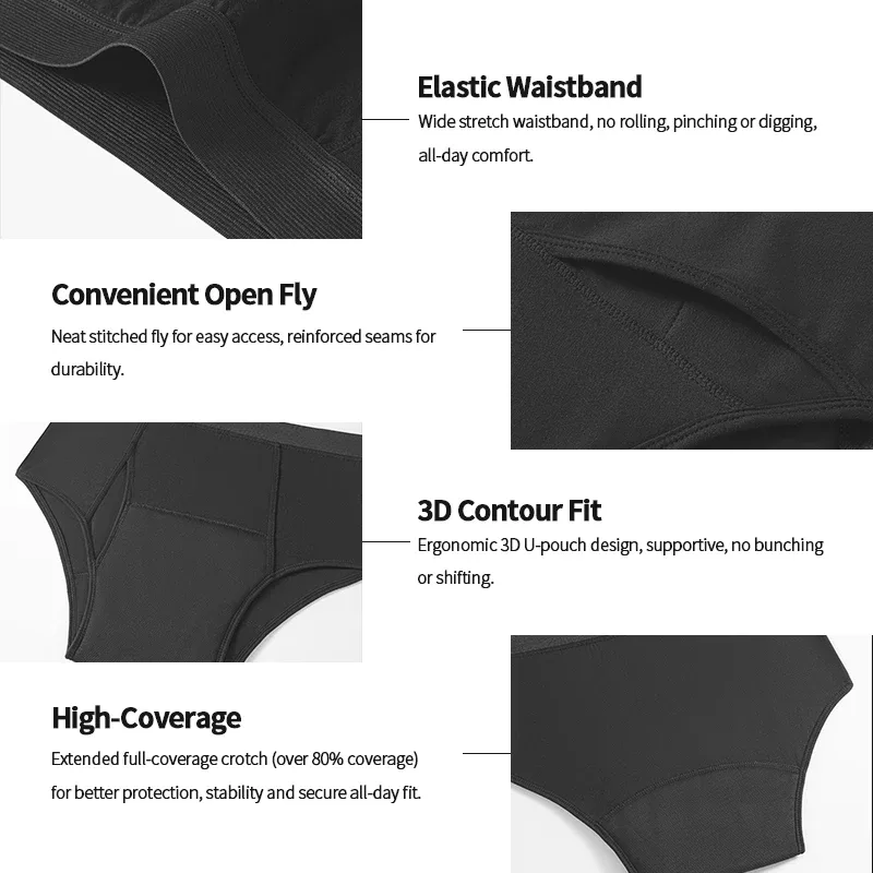Leak-Proof Antibacterial Sanitary Cotton Men's Incontinence Briefs Absorbent Urinary Underwear Reusable Washable Berif — image 4