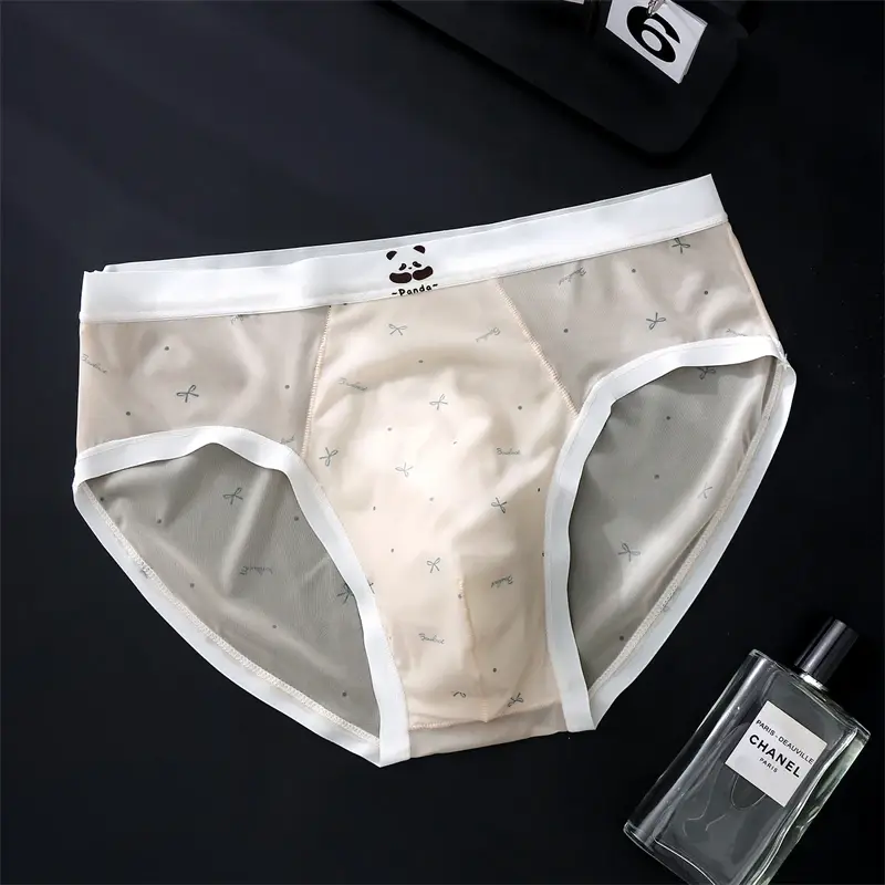 Nova sensação nua roupa interior masculina impressa sissy cuecas masculino seda gelo sexys toy men cueca fina sem costura calzoncillos hombre — image 9