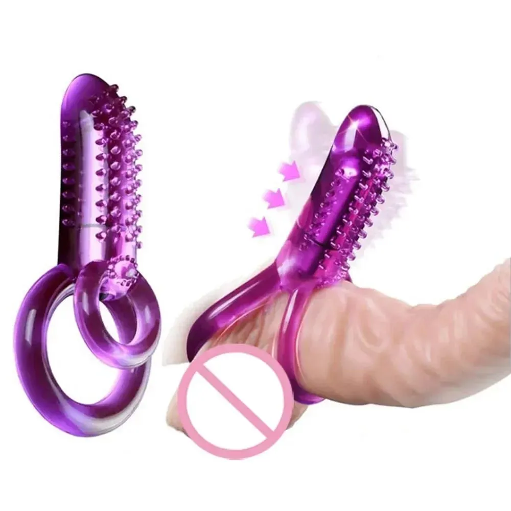 Vibrating Cock Ring With Tongue Clitoral Stimulator Raised Nodules Anal Beads For Couple Play Adult Sex Toys Penis Ring Wearable