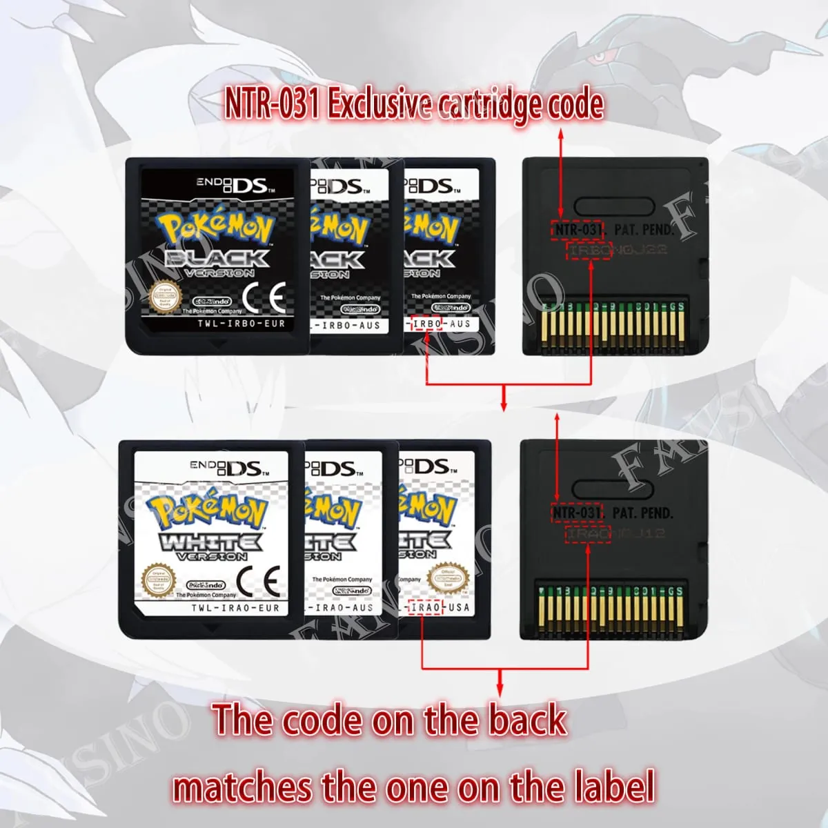 (USA EUR AUS) Pokemon Black White 1/2 Έκδοση Υψηλής Ποιότητας Αυθεντικό 1:1 Replica DS Video Game Cartridge For DS 2DS 3DS Console — image 6