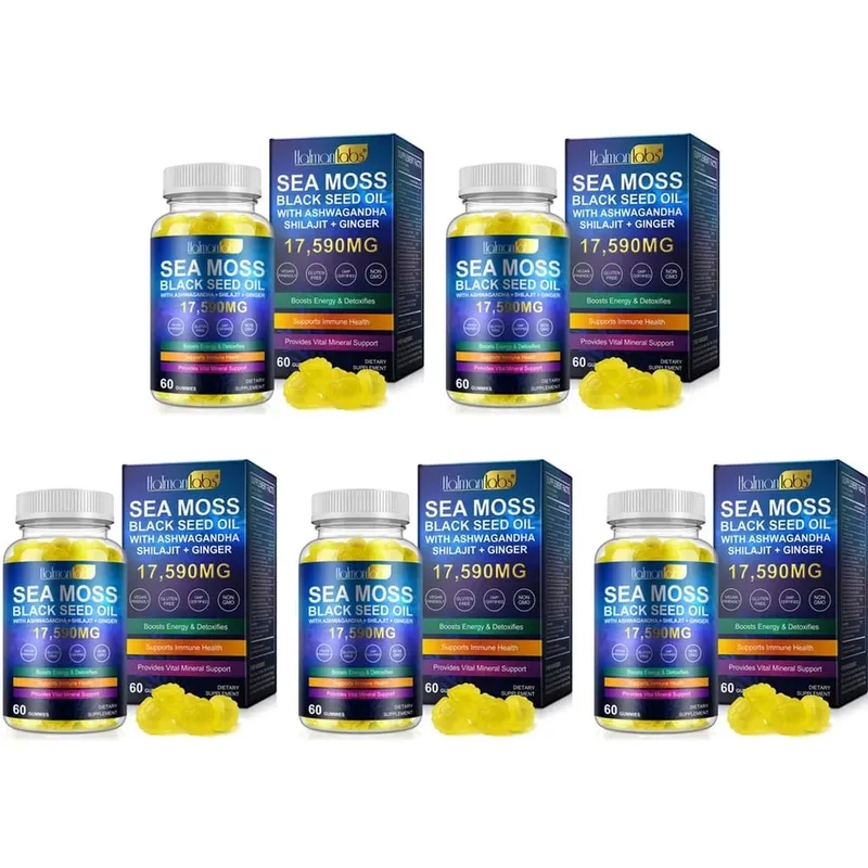 HalmanLabs גומי שמן זרעים שחור אזוב ים עם ויטמין C וויטמין D לבריאות מערכת החיסון ותמיכה במינרלים חיוניים 60 גומיים — image 11