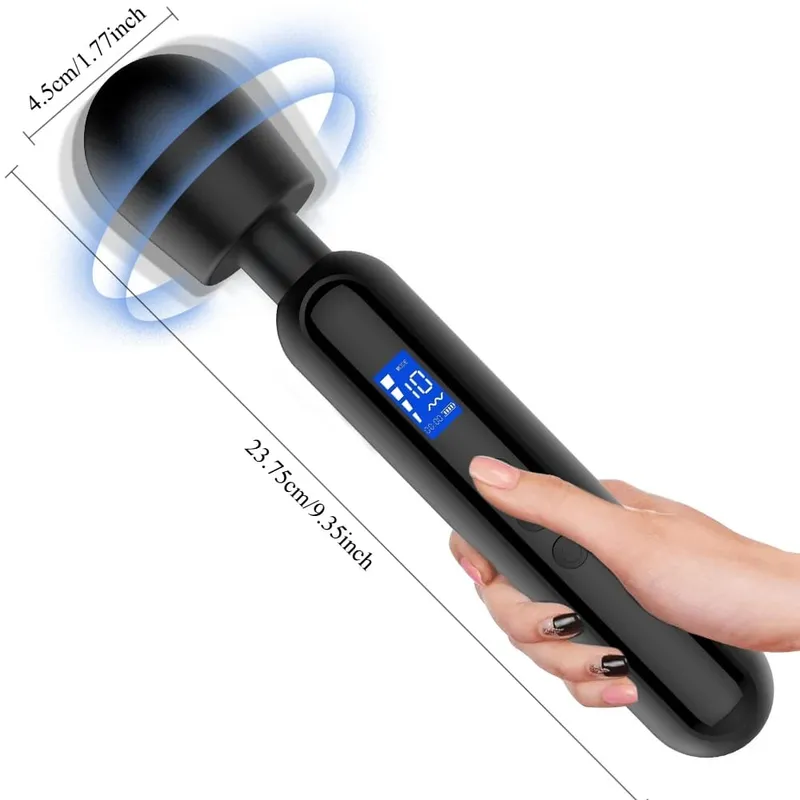 Erőteljes Magic Wand AV-vibrátor nőknek G Spot csiklóstimulátor LED kijelzővel Izommasszírozó Maszturbátor Felnőtt szexjáték
